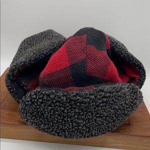 Faded Glory Black&Red Buffalo Plaid Winter Hat
